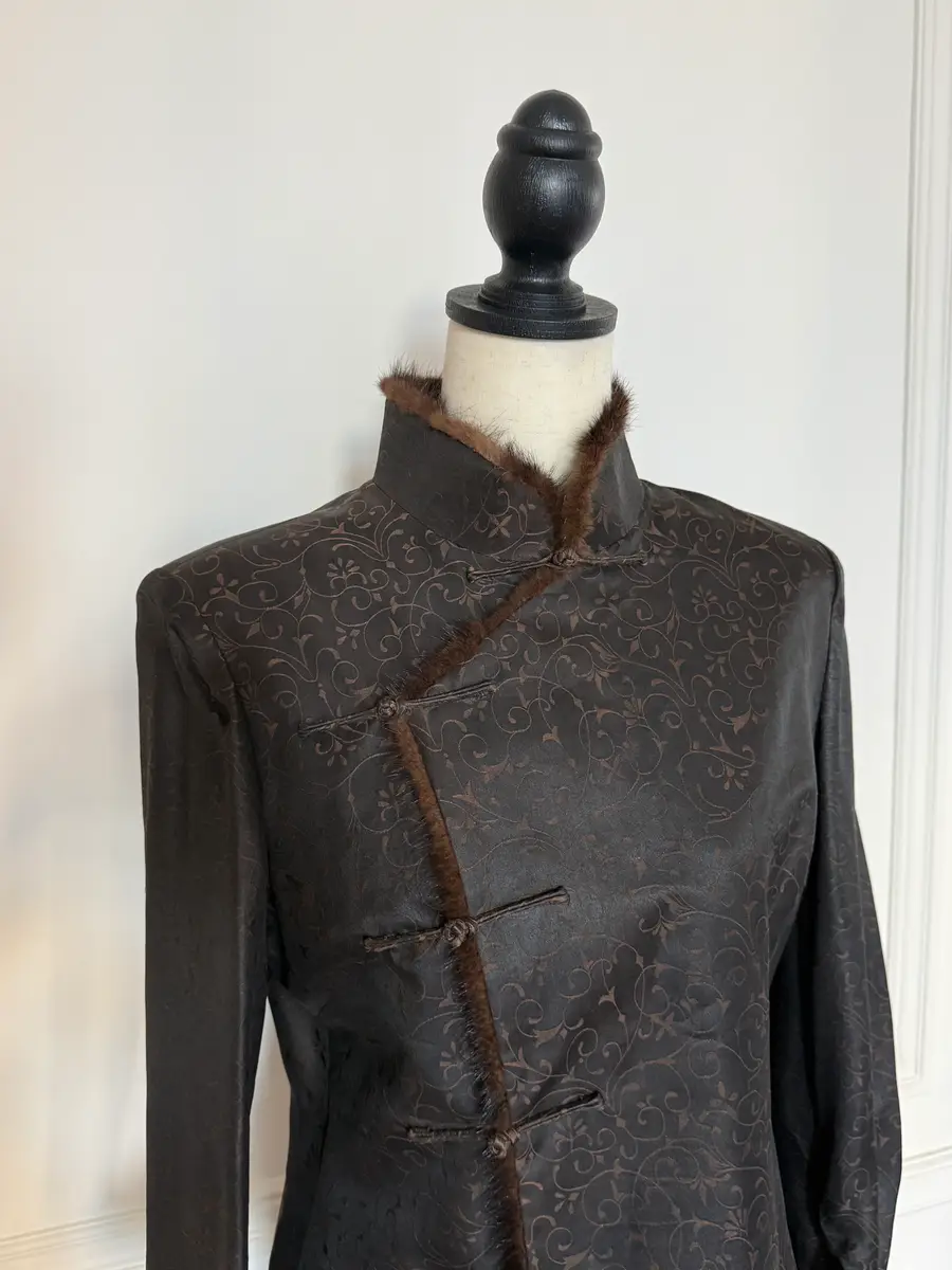 Jen Wonders Studio Brown Mandarin Coat | Thumbnail 5 Jen Wonders Studio Brown Mandarin Coat | Thumbnail 5