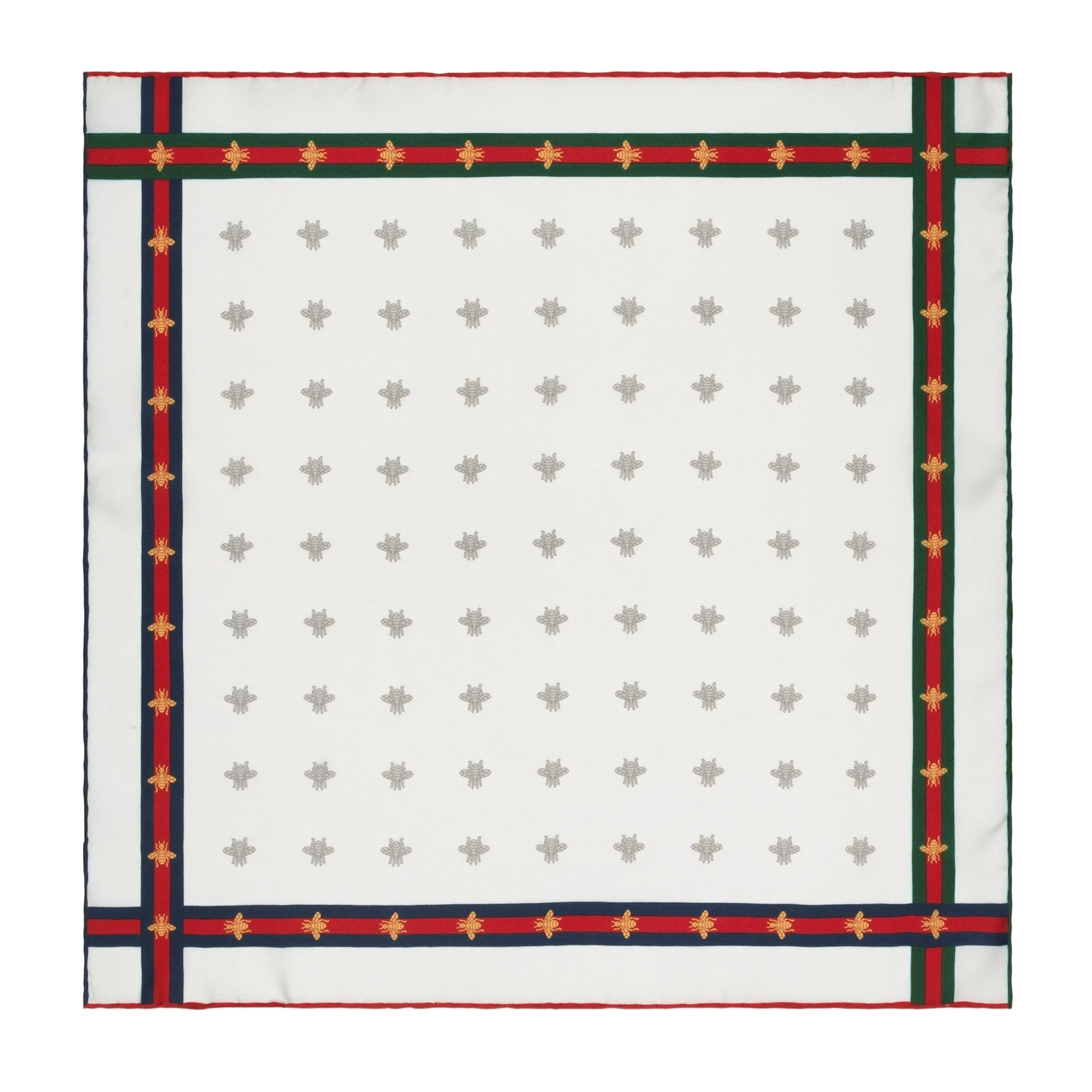 Gucci Bee Pattern Silk Pocket Square