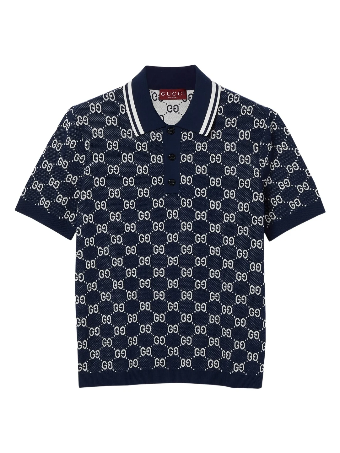 Gucci GG Cotton Knit Jacquard Polo Shirt