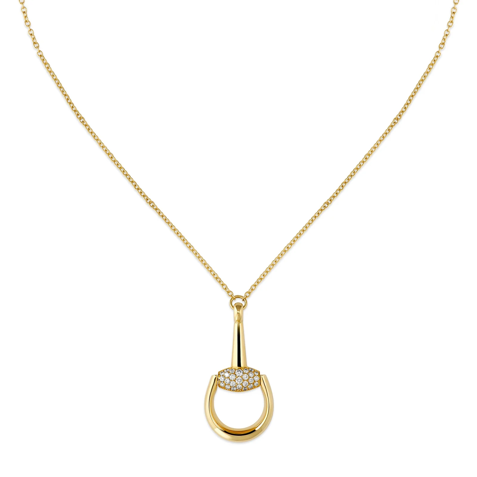 Gucci Horsebit Diamond 18k Pendant Necklace
