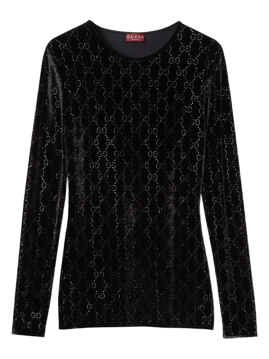 Gucci Embroidered Stretch Chenille Top