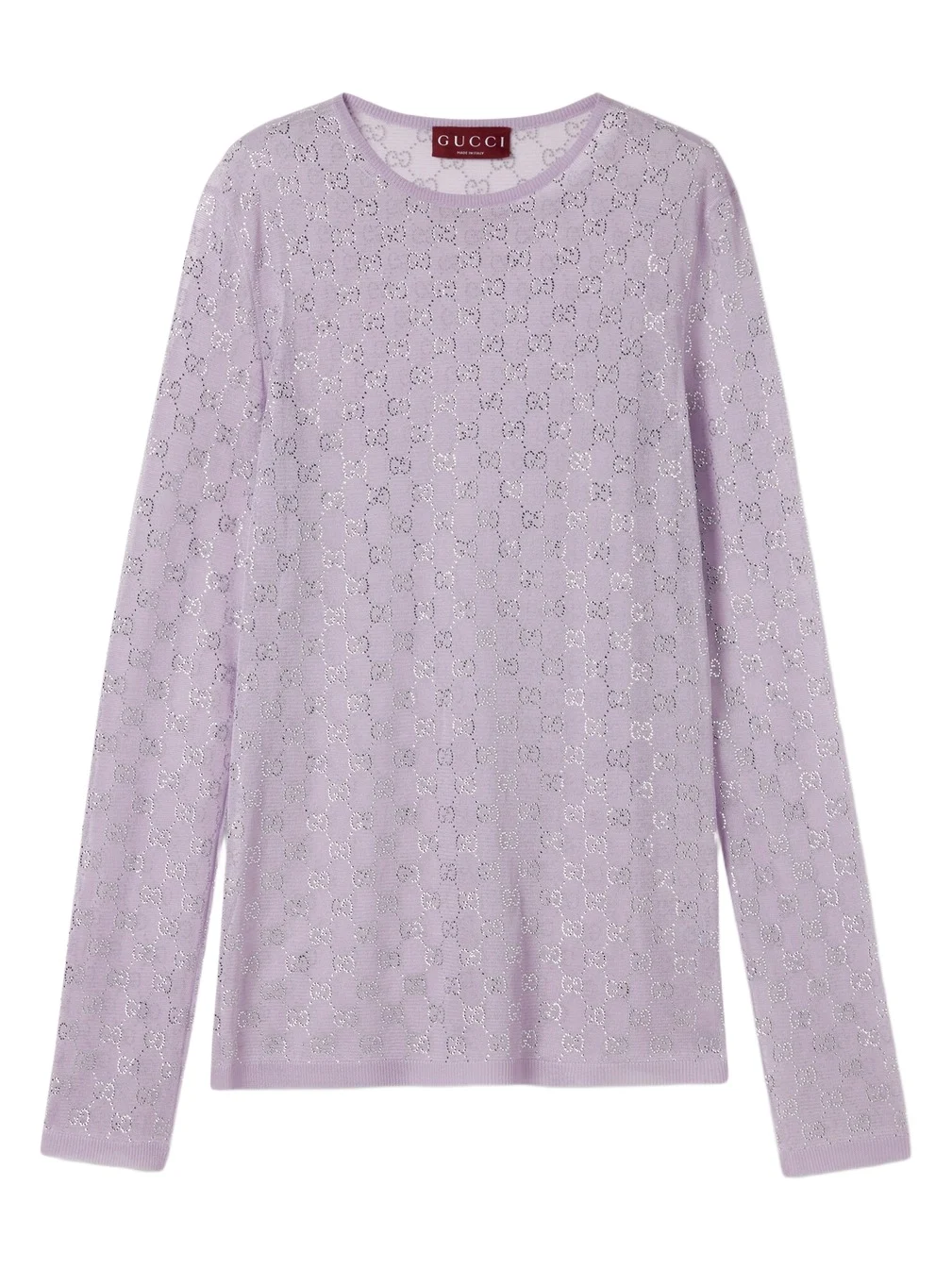 Gucci Fine Silk T-shirt With GG Crystals