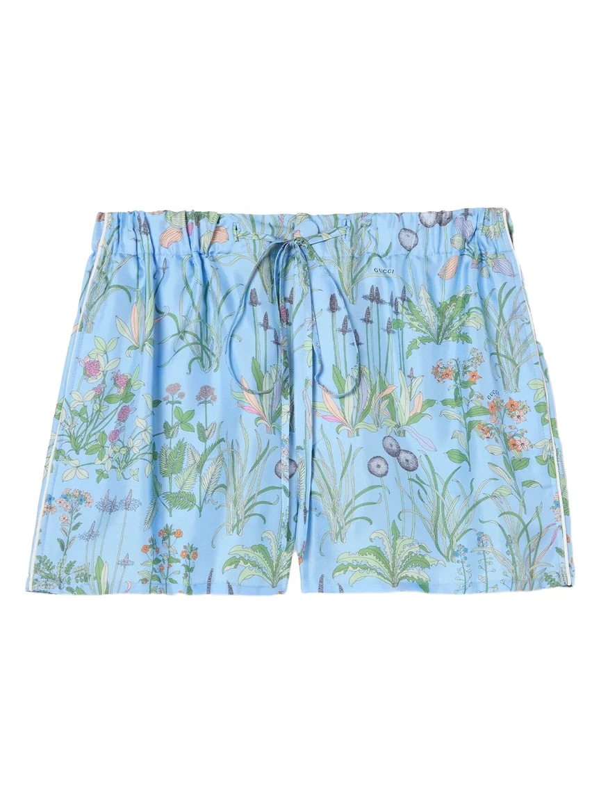 Printed Silk Twill Shorts Printed Silk Twill Shorts