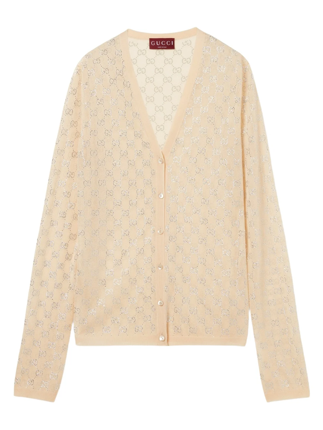Gucci Fine Silk Cardigan With GG Crystals