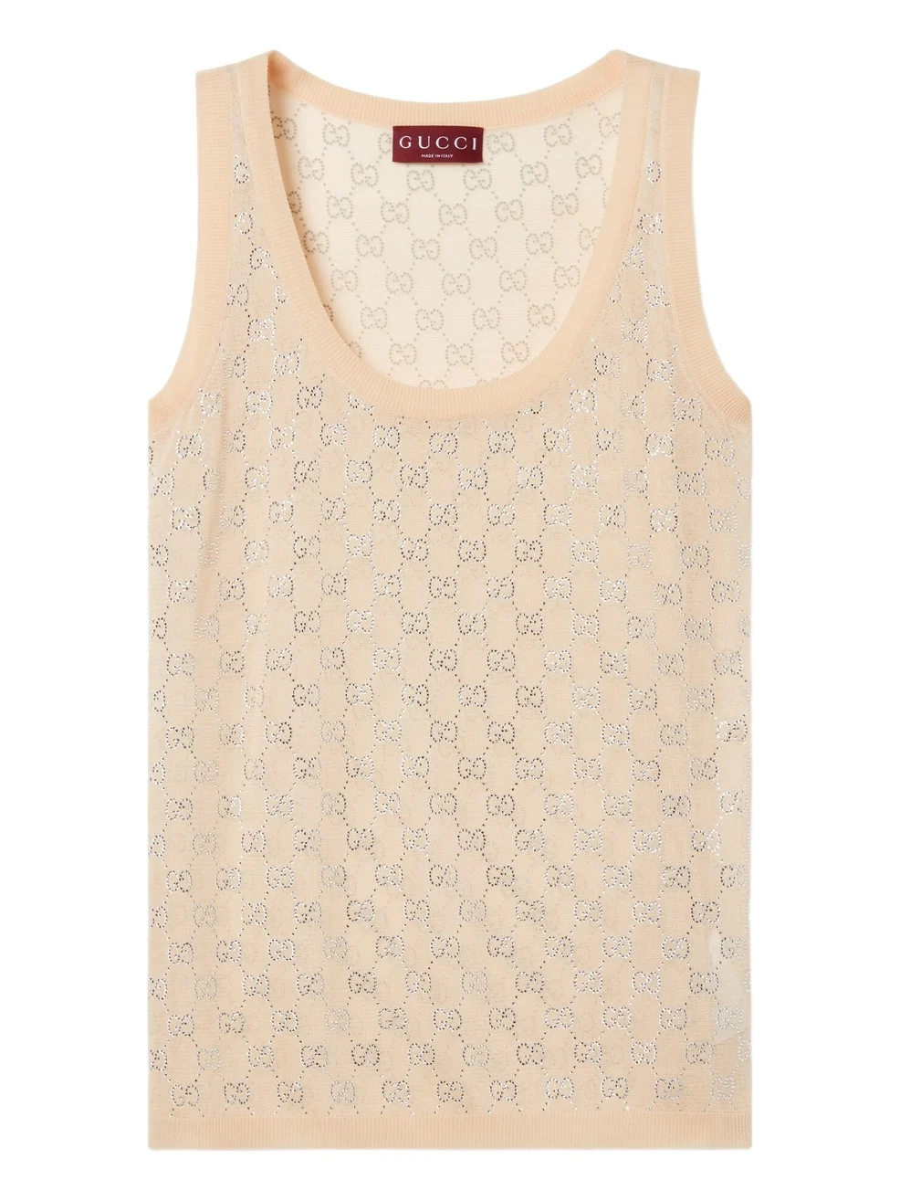 Gucci Fine Silk Tank Top With GG Crystals