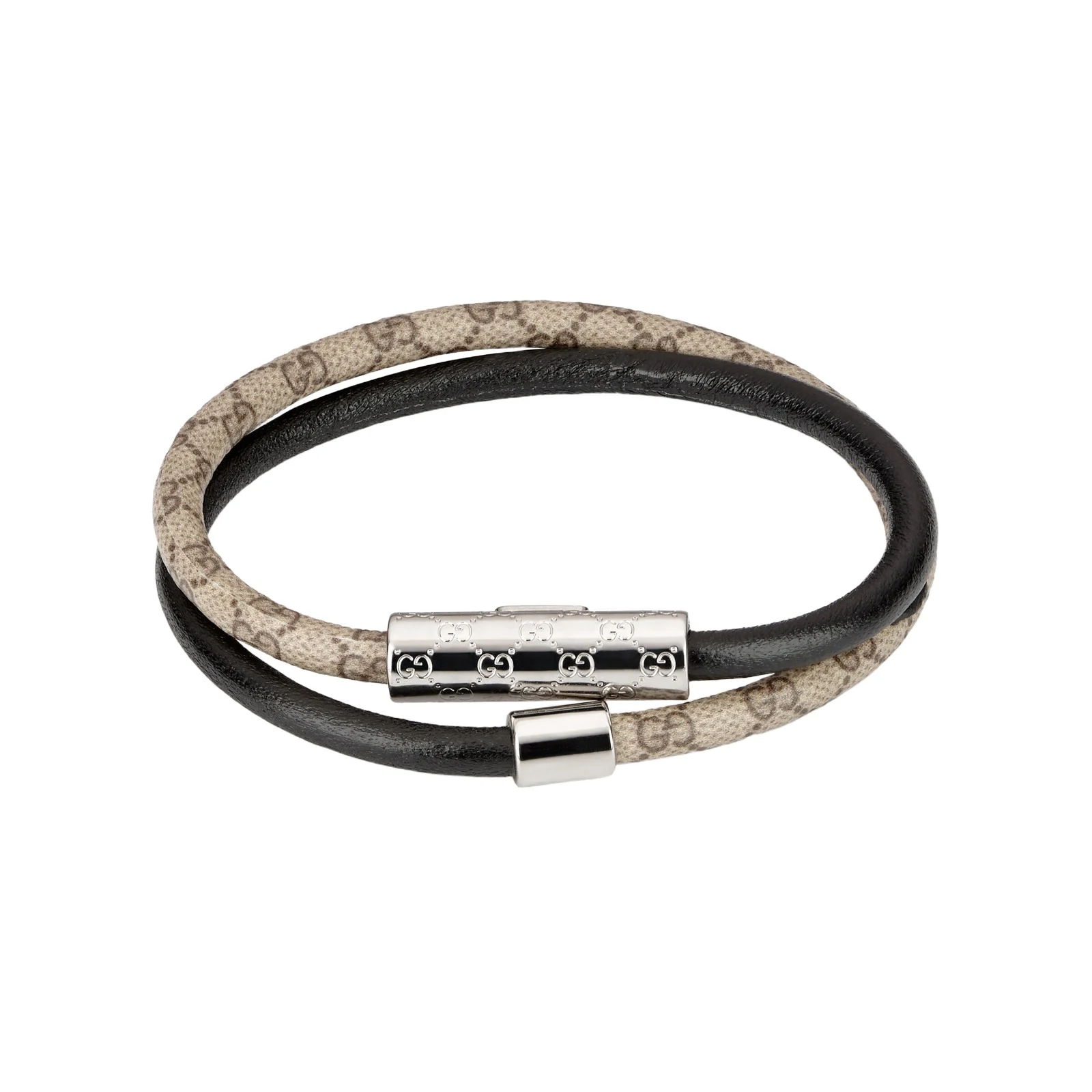 Gucci Double Bracelet With GG Detail Leather