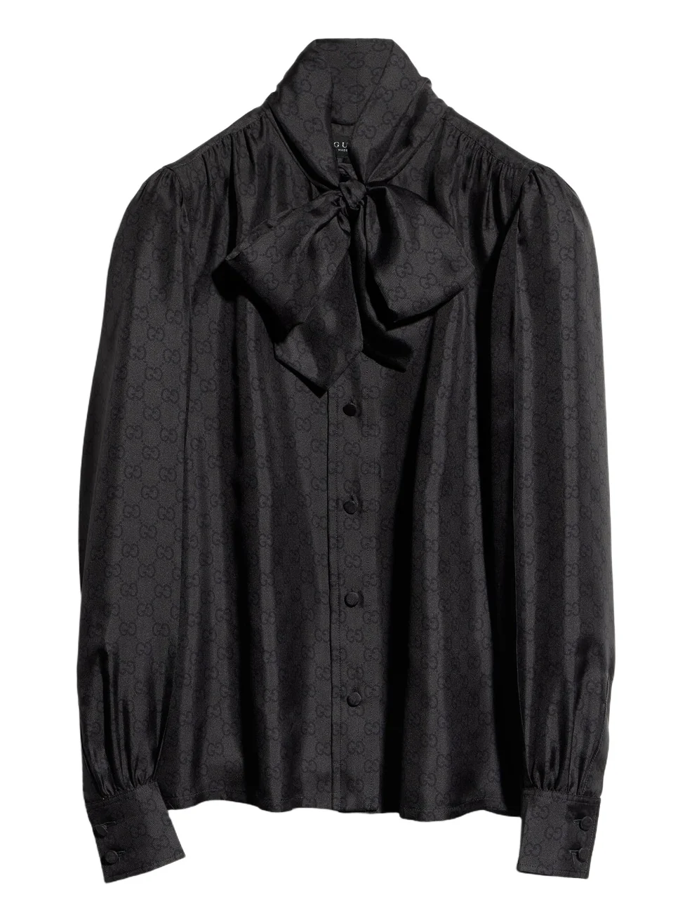 Gucci Printed Silk Twill Shirt With Bow