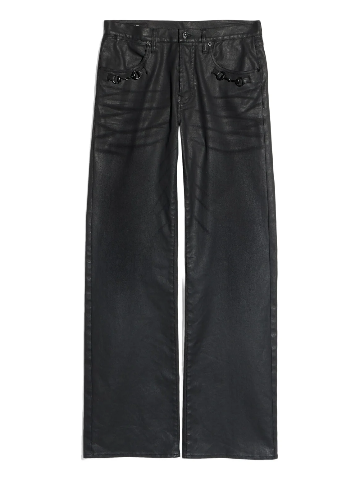 Flared Coated Cotton Twill Denim Pants