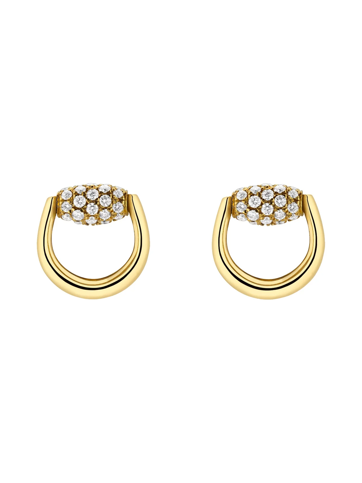Gucci Horsebit Diamond 18k Stud Earrings
