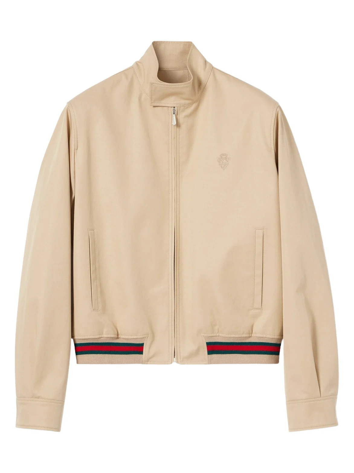 Cotton Twill Zip Jacket With Web