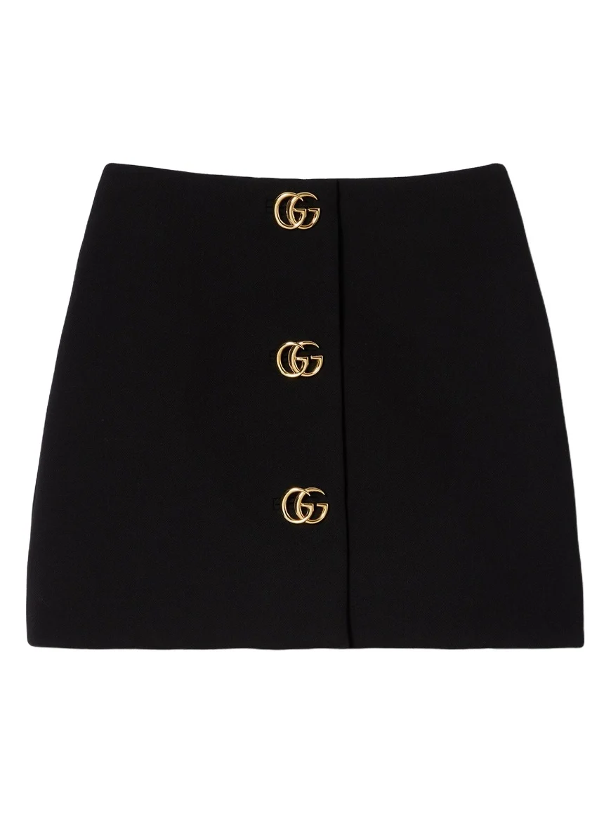 Gucci Crêpe Wool Skirt With Double G Button