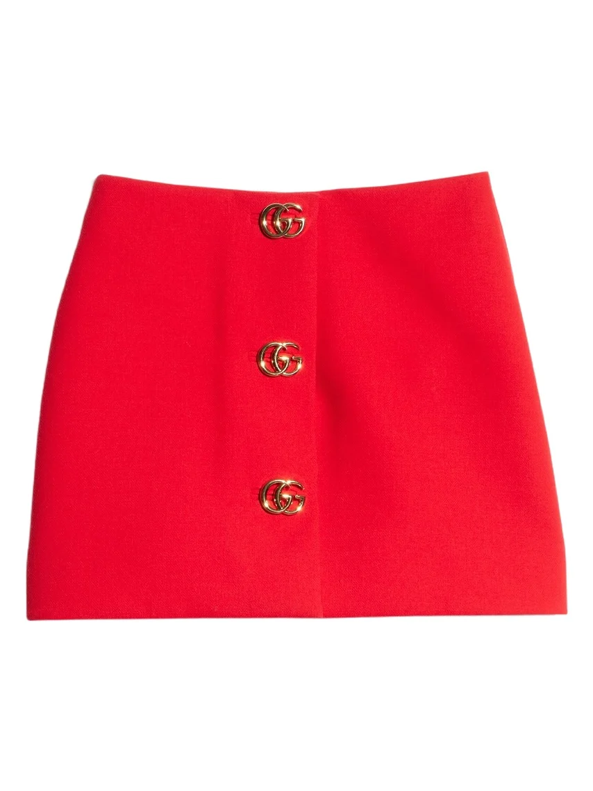 Gucci Crêpe Wool Skirt With Double G Button