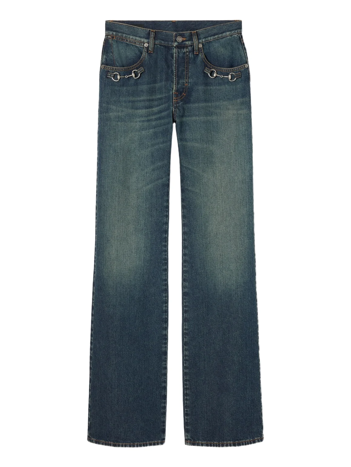 Cotton Denim Pants With Horsebit