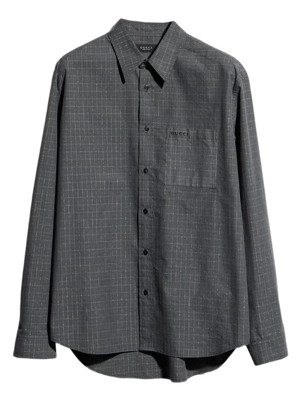 Gucci Check Cotton Lamé Shirt With Embroidery