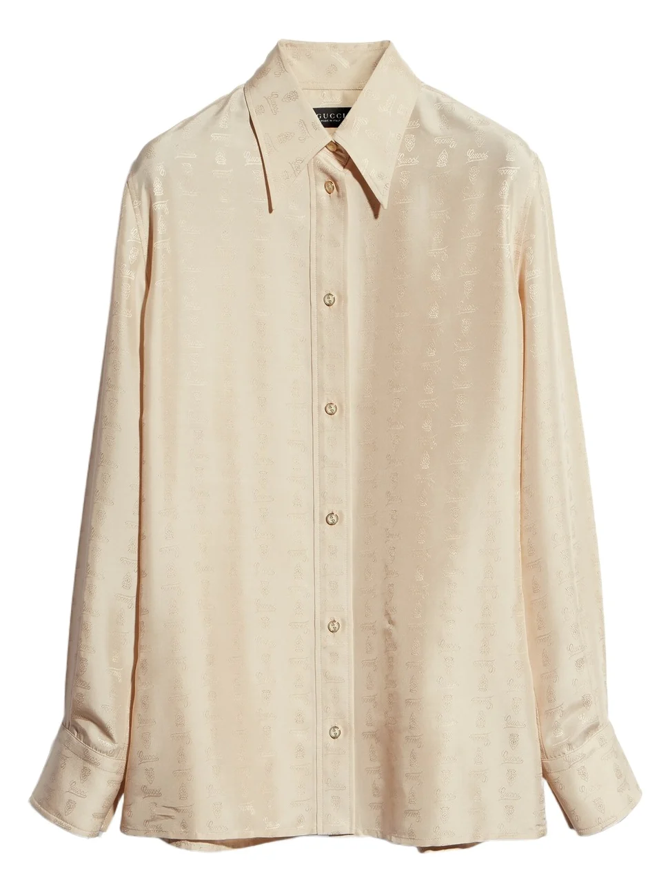 Gucci Crest Silk Habotai Jacquard Shirt