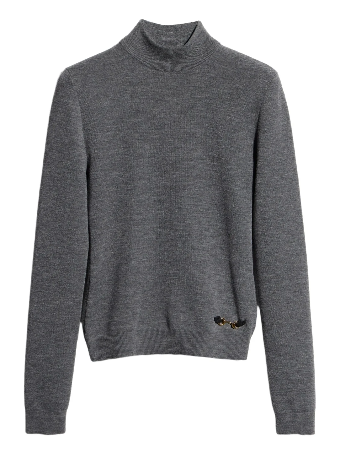 Fine Rib Knit Wool Top With Horsebit Fine Rib Knit Wool Top With Horsebit