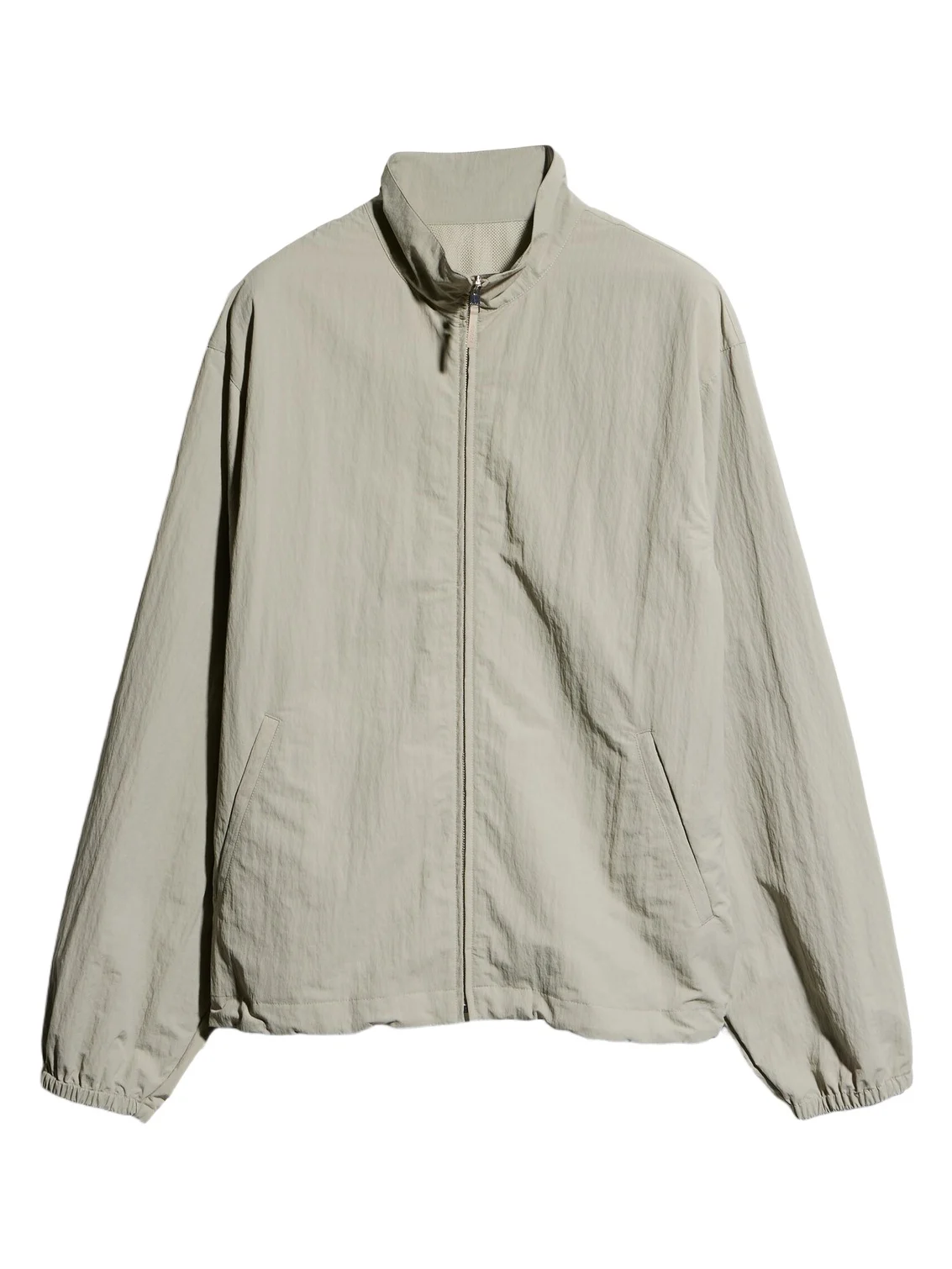 Froissé Nylon Faille Zip Jacket With Embroidery