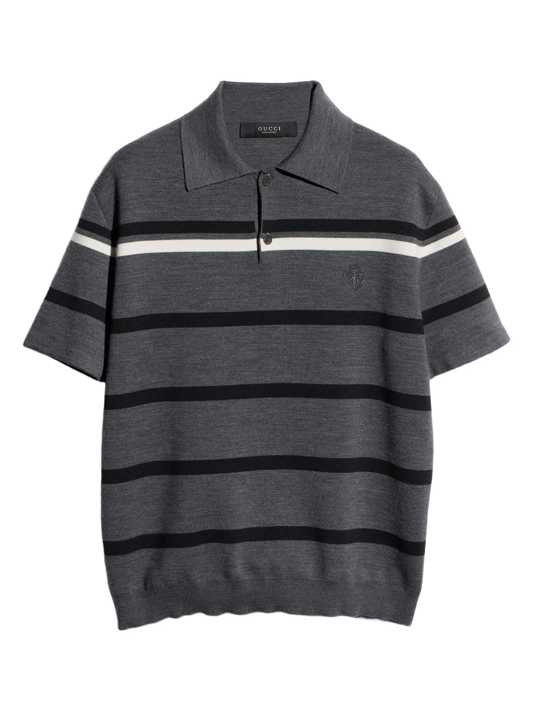 Gucci Striped Wool Polo Shirt With Embroidery