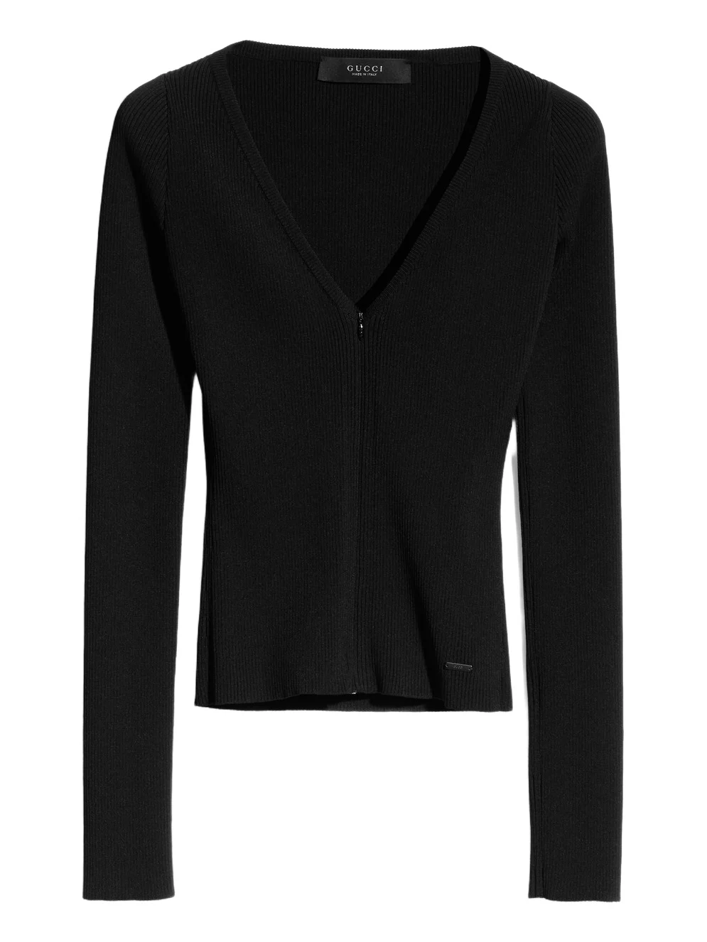 Gucci Rib Viscose Top Zip Cardigan