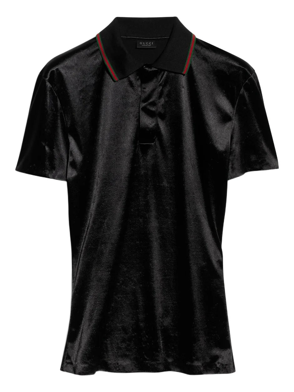 Gucci Stretch Satin Jersey Polo Shirt