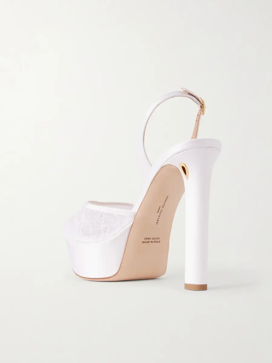 Jennifer Chamandi Antonio 130 satin-trimmed lace sandals | Thumbnail 3