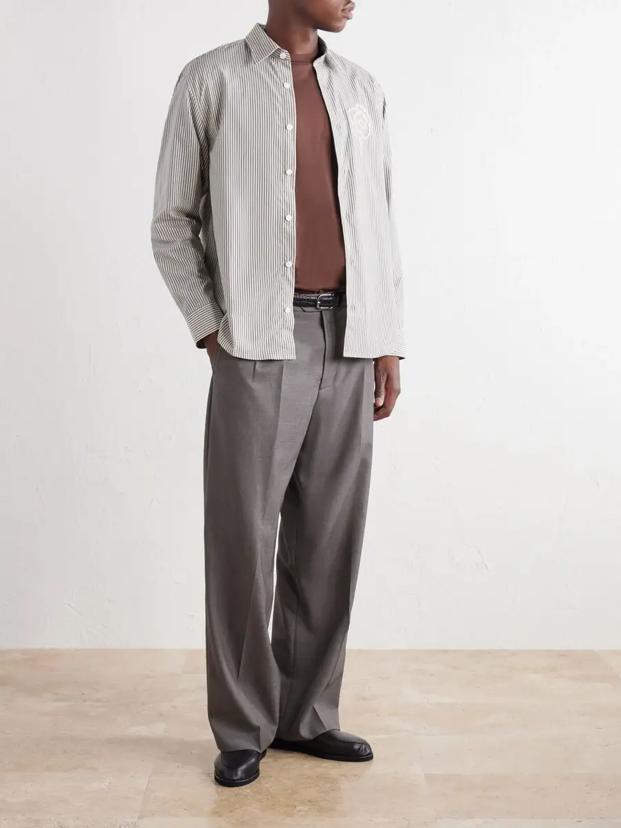 NN07 Quinsy App 5322 Embroidered Striped Supima Cotton-Poplin Shirt - Men | Thumbnail 2