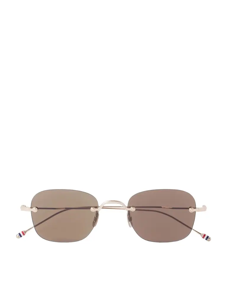 Square-Frame Gold-Plated Titanium Sunglasses - Men