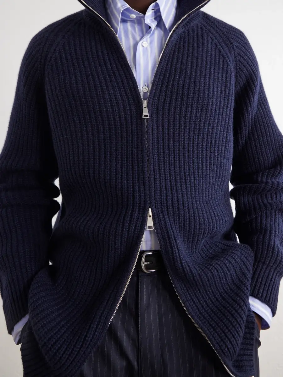Ghiaia Cashmere Barracuda Ribbed-Knit Cashmere Zip-Up Sweater - Men | Thumbnail 5 Ghiaia Cashmere Barracuda Ribbed-Knit Cashmere Zip-Up Sweater - Men | Thumbnail 5