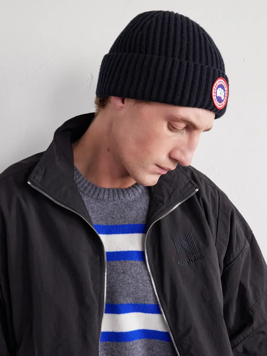 Canada Goose Logo-Appliquéd Ribbed Wool and Cashmere-Blend Beanie - Men | Thumbnail 2 Canada Goose Logo-Appliquéd Ribbed Wool and Cashmere-Blend Beanie - Men | Thumbnail 2