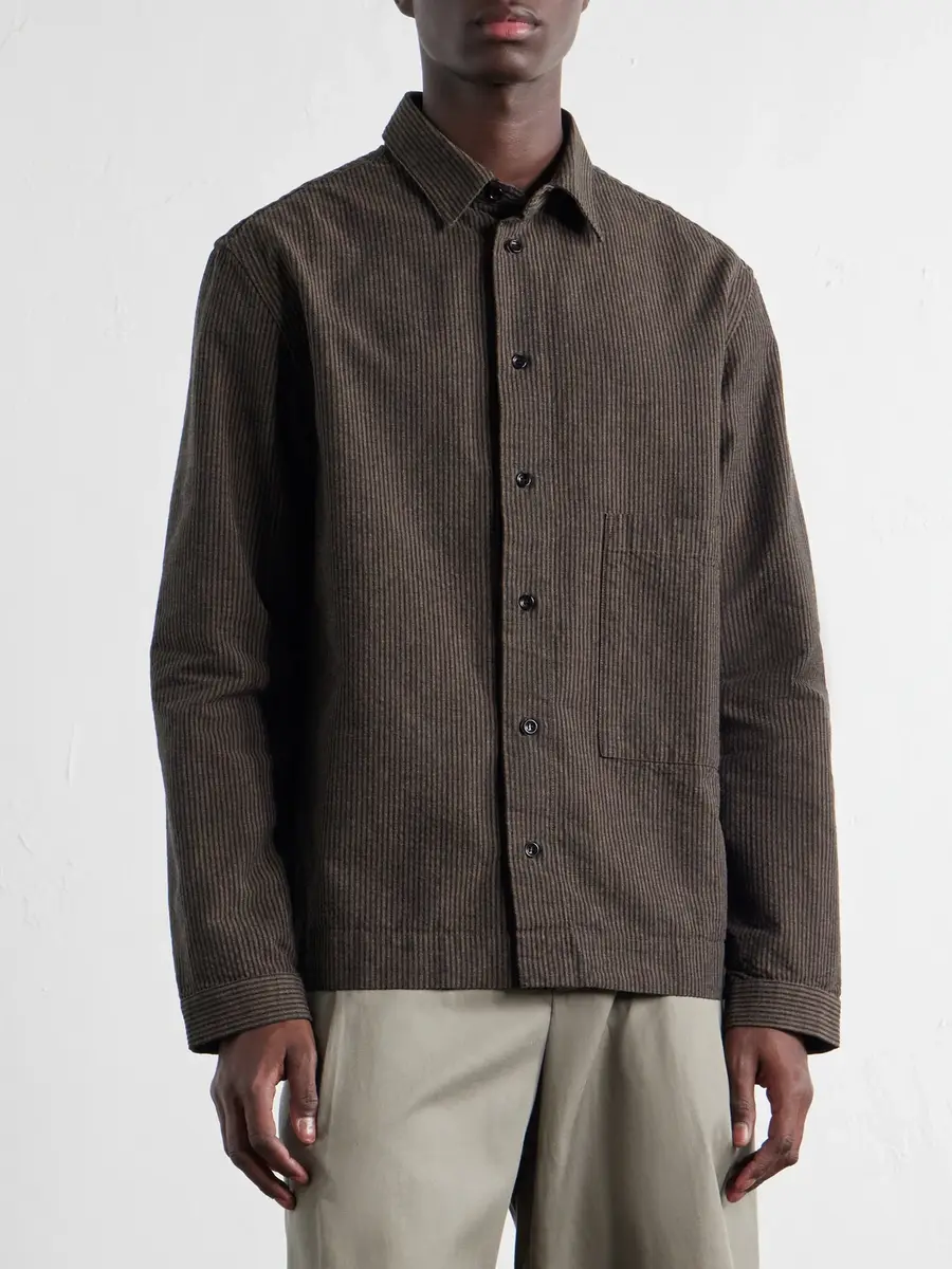 SAGE NATION Natal Striped Cotton and Wool-Blend Seersucker Shirt - Men | Thumbnail 3