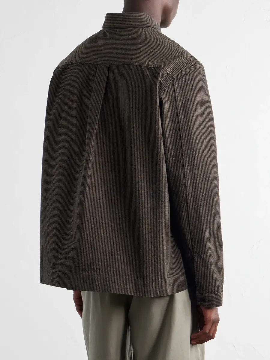 SAGE NATION Natal Striped Cotton and Wool-Blend Seersucker Shirt - Men | Thumbnail 4