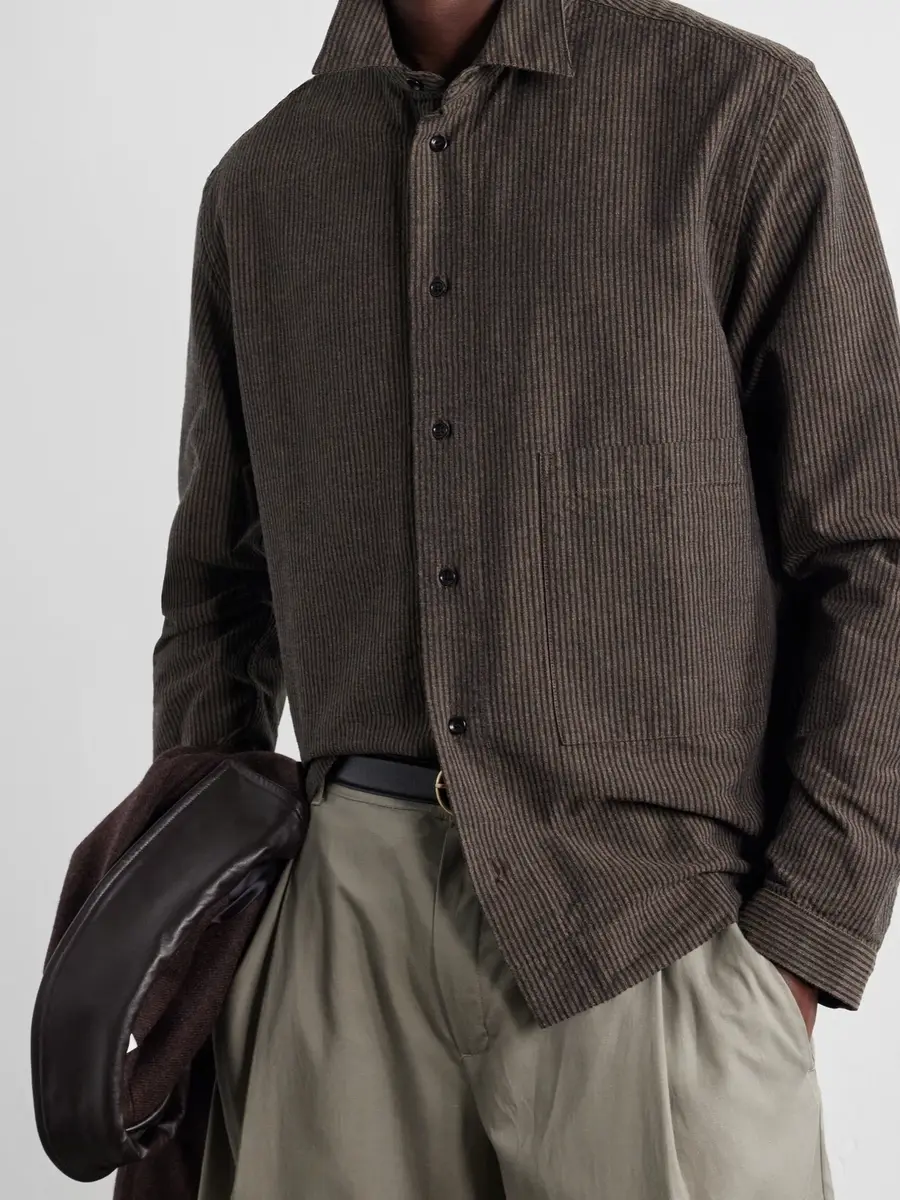 SAGE NATION Natal Striped Cotton and Wool-Blend Seersucker Shirt - Men | Thumbnail 5