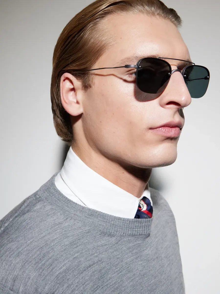 Thom Browne Aviator-Style Gold-Pleated Titanium Sunglasses - Men | Thumbnail 2 Thom Browne Aviator-Style Gold-Pleated Titanium Sunglasses - Men | Thumbnail 2