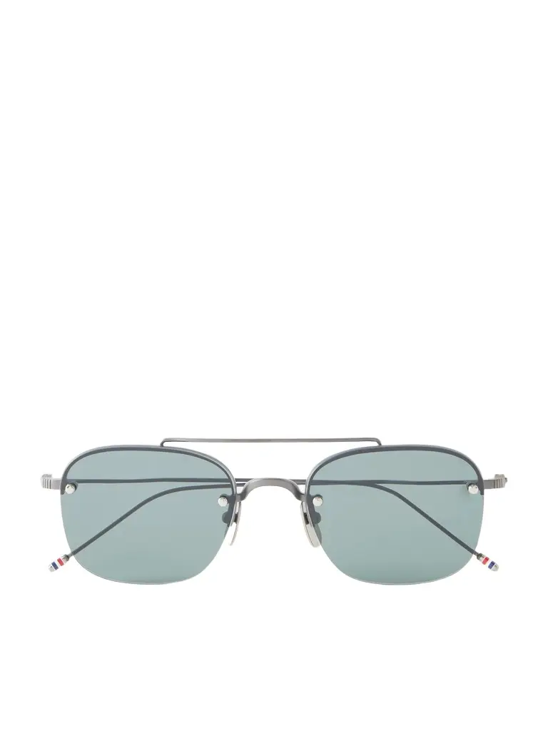 Aviator-Style Gold-Pleated Titanium Sunglasses - Men