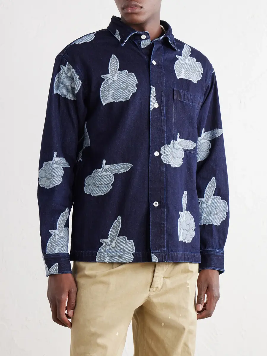 NN07 Adwin 50018 Fil Coupé-Jacquard Denim Shirt - Men | Thumbnail 3