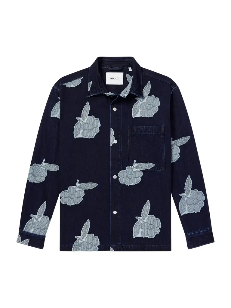 NN07 Adwin 50018 Fil Coupé-Jacquard Denim Shirt - Men