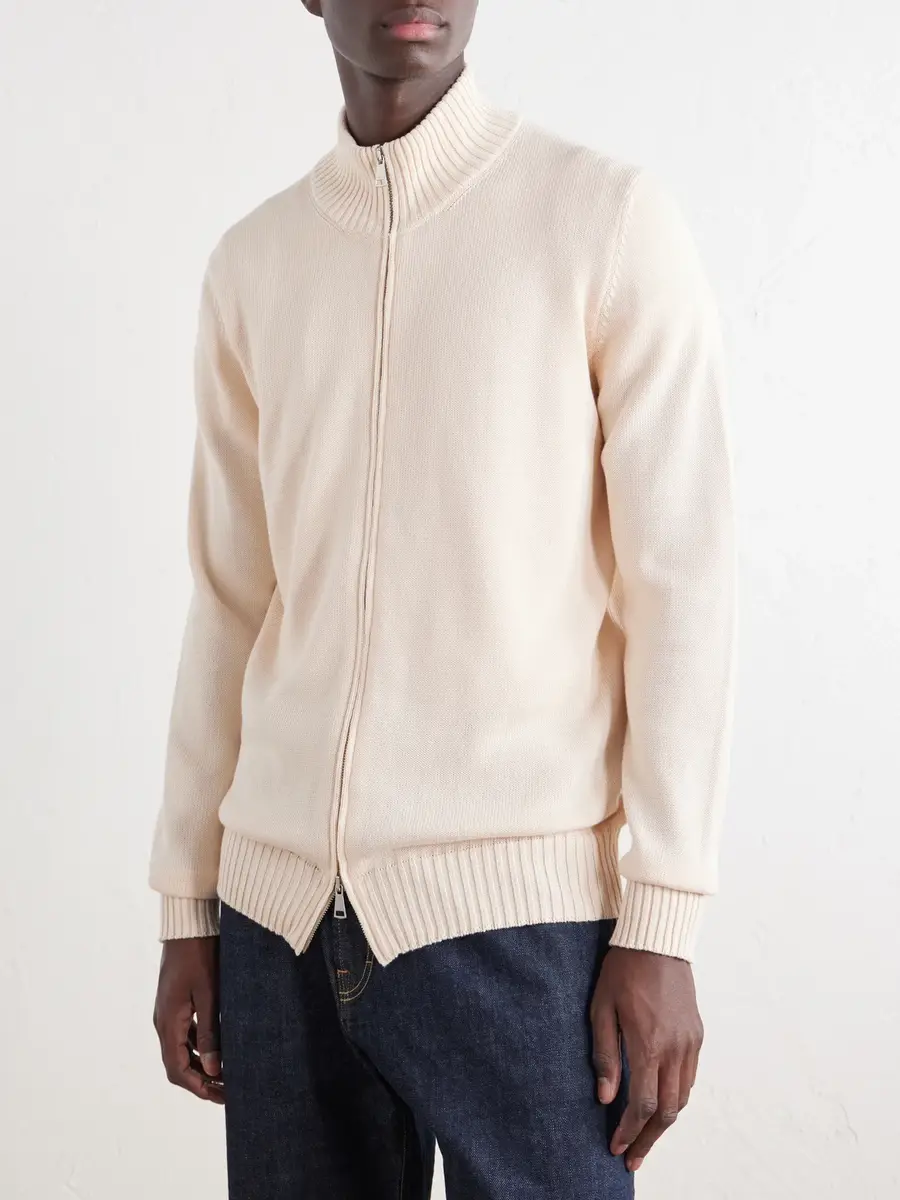 Ghiaia Cashmere Cotton Zip-Up Sweater - Men | Thumbnail 3