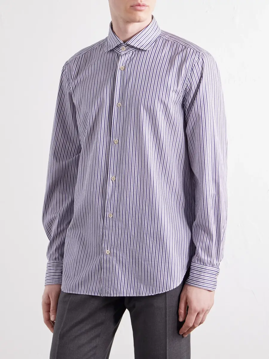 Boglioli French Collar Striped Cotton Oxford Shirt - Men | Thumbnail 5 Boglioli French Collar Striped Cotton Oxford Shirt - Men | Thumbnail 5