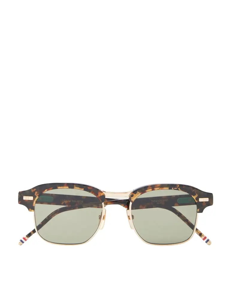 Thom Browne D-Frame Tortoiseshell Acetate and Gold-Plated Titanium Sunglasses - Men