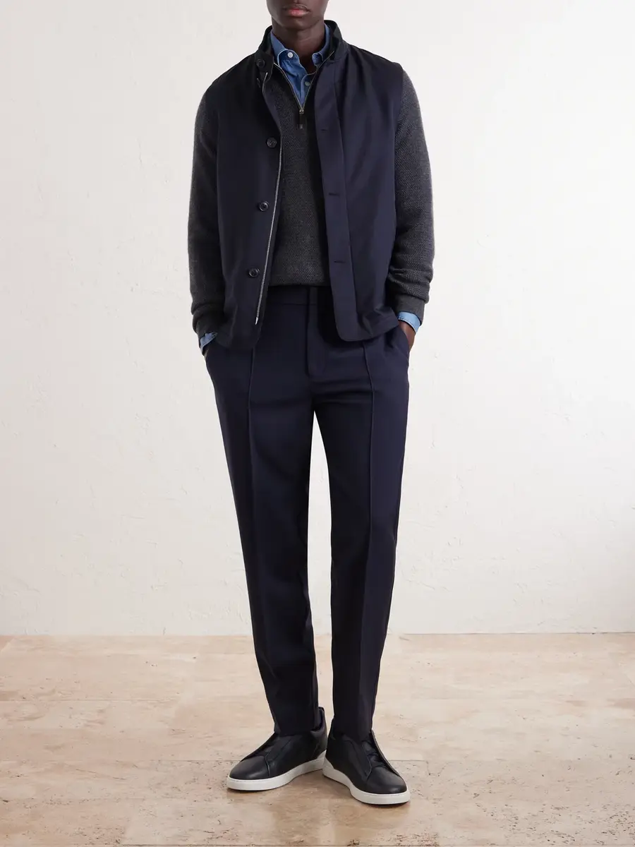 Zegna Tapered Pleated Wool-Canvas Trousers - Men | Thumbnail 2 Zegna Tapered Pleated Wool-Canvas Trousers - Men | Thumbnail 2