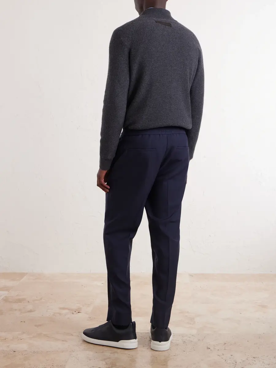 Zegna Tapered Pleated Wool-Canvas Trousers - Men | Thumbnail 4 Zegna Tapered Pleated Wool-Canvas Trousers - Men | Thumbnail 4