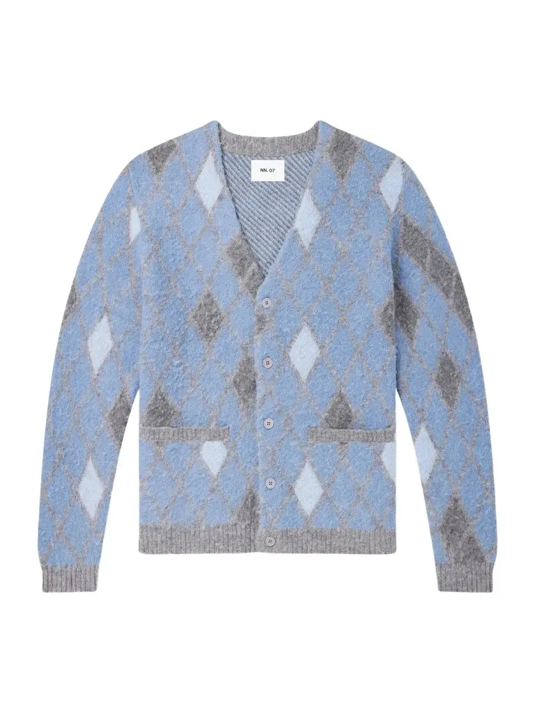 Chris 60077 Argyle-Jacquard Cardigan - Men Chris 60077 Argyle-Jacquard Cardigan - Men