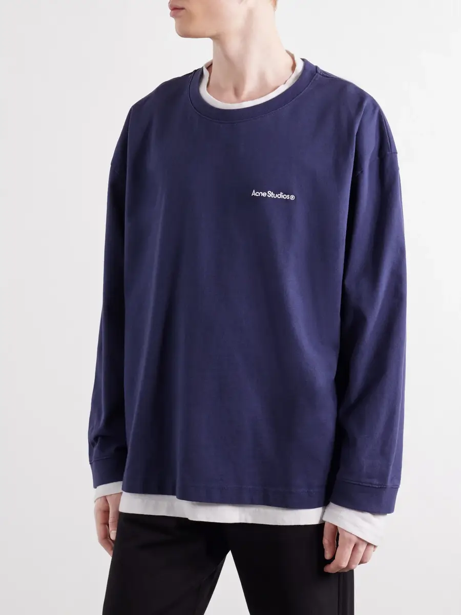Acne Studios Layered Logo-Embroidered Cotton-Jersey Sweatshirt - Men | Thumbnail 3 Acne Studios Layered Logo-Embroidered Cotton-Jersey Sweatshirt - Men | Thumbnail 3