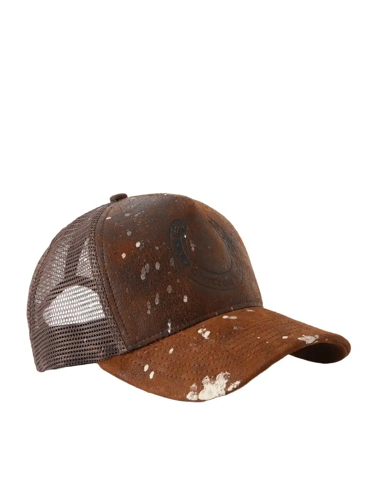 Gallery Dept. Chateau Ranch Debossed Paint-Splattered Leather and Mesh Baseball Cap - Men