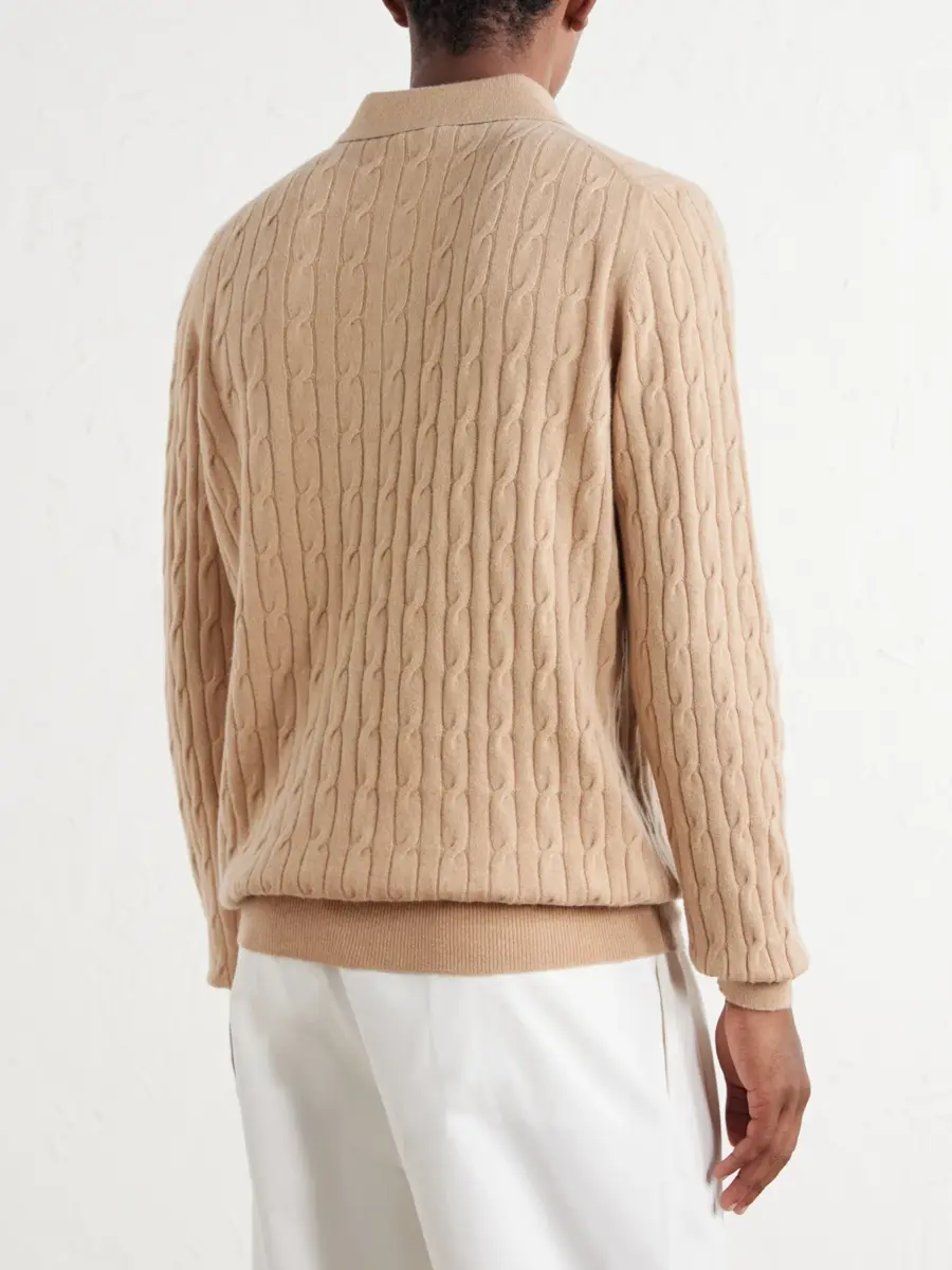 Ghiaia Cashmere Cable-Knit Cashmere Polo Sweater - Men | Thumbnail 4 Ghiaia Cashmere Cable-Knit Cashmere Polo Sweater - Men | Thumbnail 4