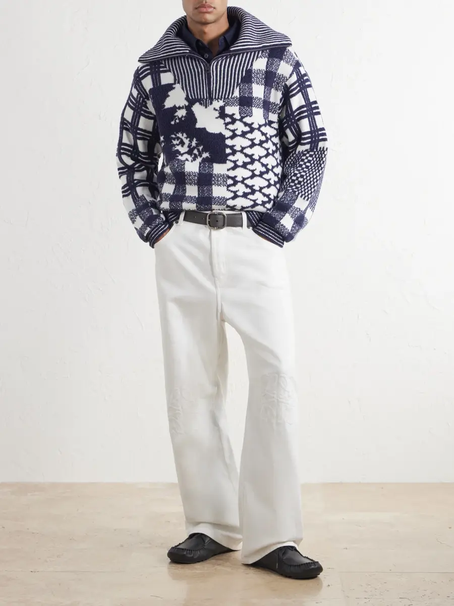 Loewe Checked Wool-Blend Half-Zip Sweater - Men | Thumbnail 2