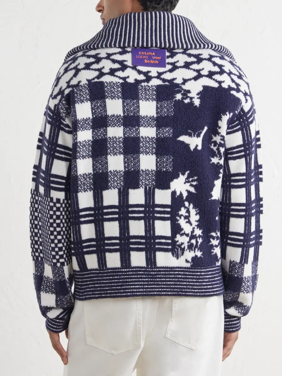 Loewe Checked Wool-Blend Half-Zip Sweater - Men | Thumbnail 4