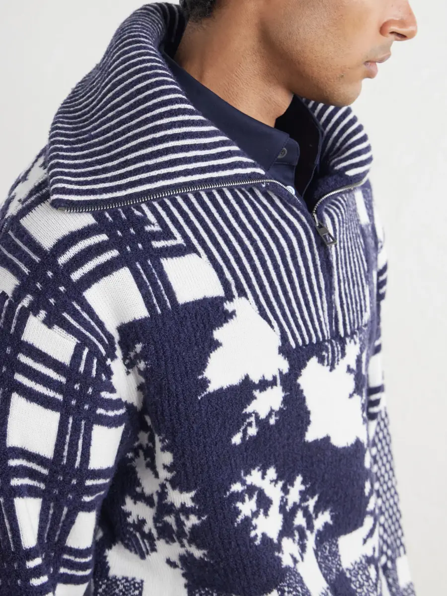 Loewe Checked Wool-Blend Half-Zip Sweater - Men | Thumbnail 5