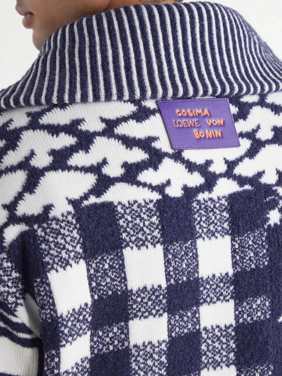 Loewe Checked Wool-Blend Half-Zip Sweater - Men | Thumbnail 6