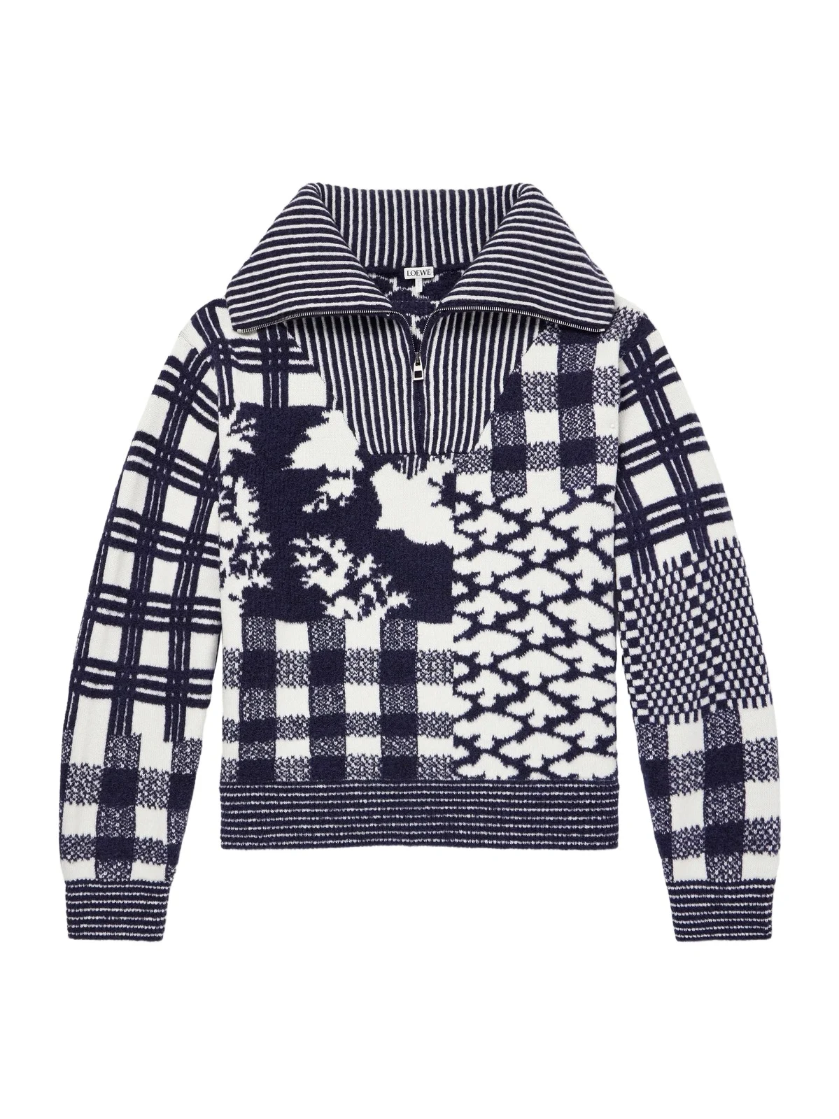 Loewe Checked Wool-Blend Half-Zip Sweater - Men